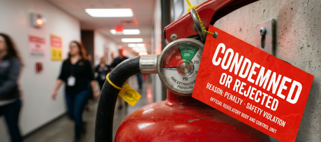out of order extinguisher need emergency maintenance or replacement